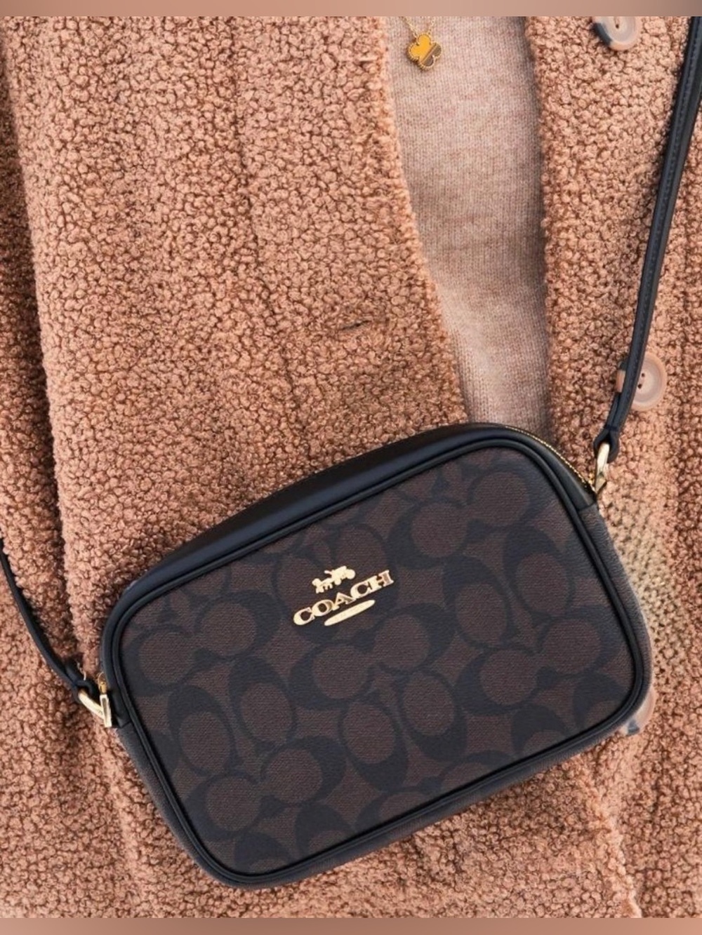 Coach Mini Jamie Camera Bag
In Signature Canvas Brown/Gold/Black.